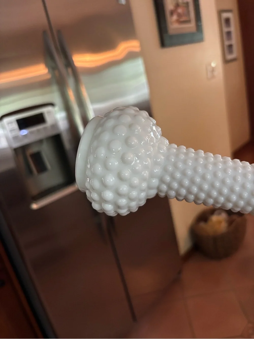 E O Brody Co. M-2900 Made in U.S.A Hobnail Bud Vase White Milk Glass Vintage